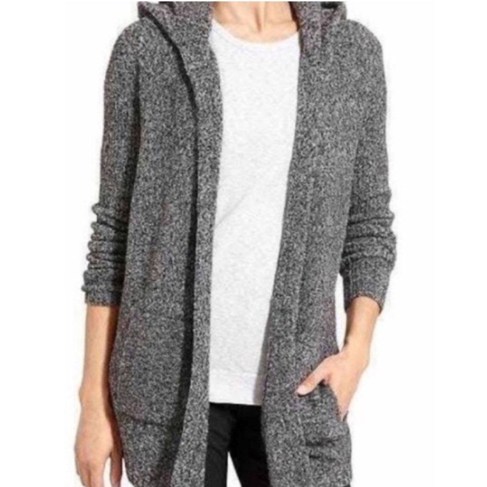Athleta Merino Wool Yak Cardigan Sweater Womens XS Gray Long Sleeve Hooded